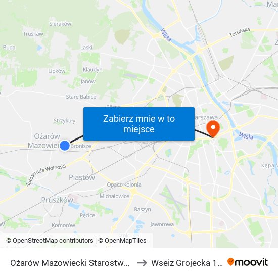 Ożarów Mazowiecki Starostwo 01 to Wseiz Grojecka 128 map