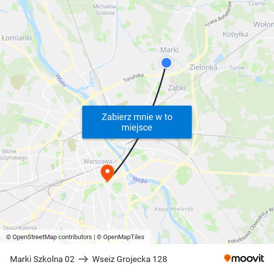 Marki Szkolna to Wseiz Grojecka 128 map