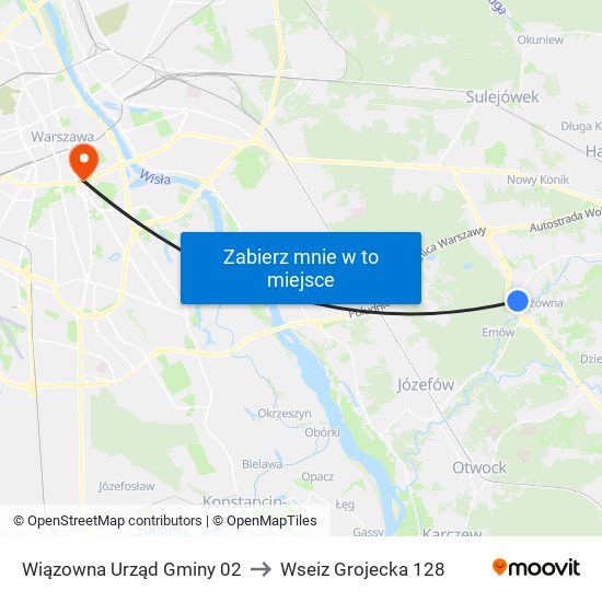 Wiązowna Urząd Gminy 02 to Wseiz Grojecka 128 map