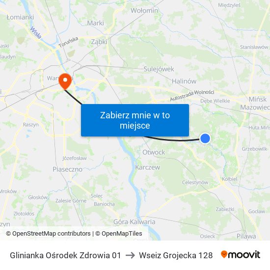 Glinianka Ośrodek Zdrowia 01 to Wseiz Grojecka 128 map