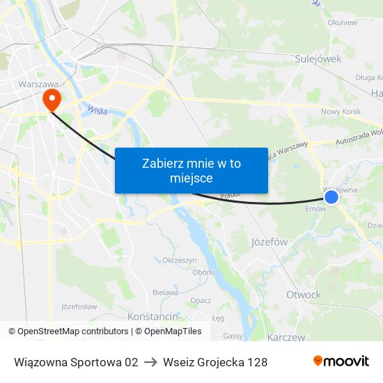 Wiązowna Sportowa 02 to Wseiz Grojecka 128 map