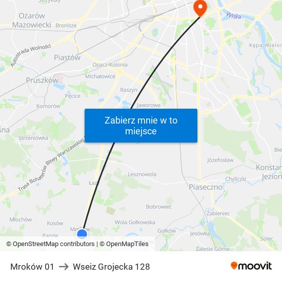 Mroków 01 to Wseiz Grojecka 128 map