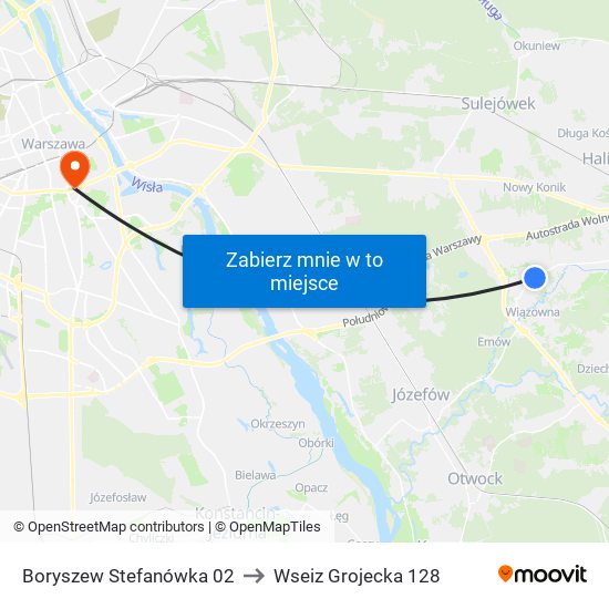 Boryszew Stefanówka 02 to Wseiz Grojecka 128 map