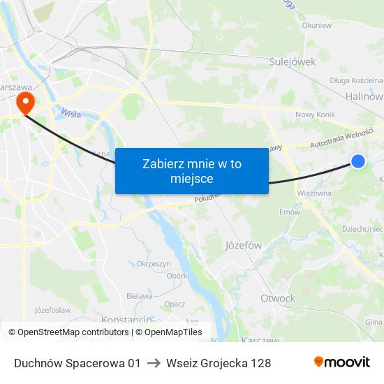 Duchnów Spacerowa 01 to Wseiz Grojecka 128 map