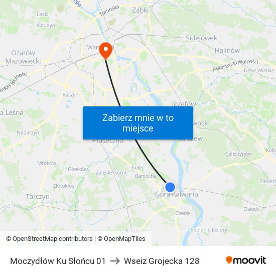 Moczydłów Ku Słońcu to Wseiz Grojecka 128 map