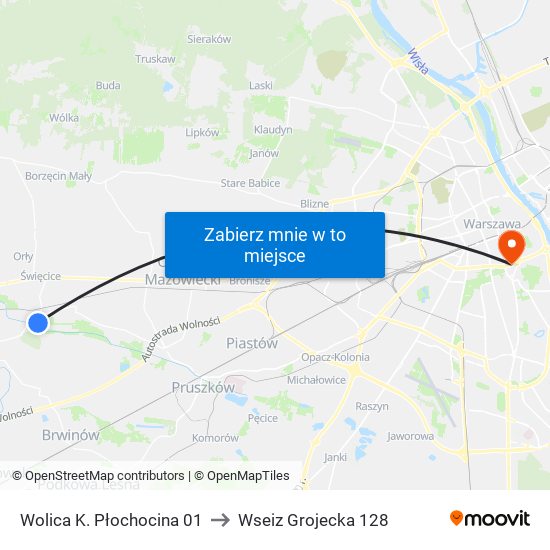 Wolica K. Płochocina 01 to Wseiz Grojecka 128 map