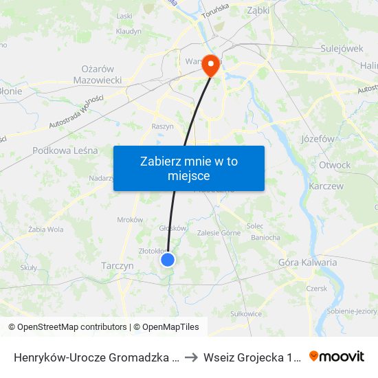 Henryków-Urocze Gromadzka 01 to Wseiz Grojecka 128 map