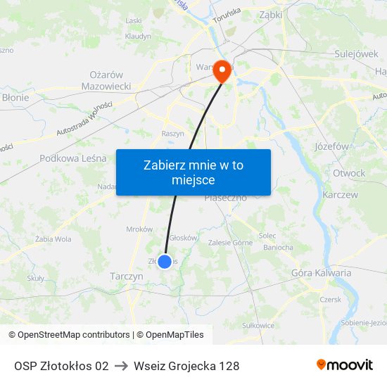 OSP Złotokłos to Wseiz Grojecka 128 map