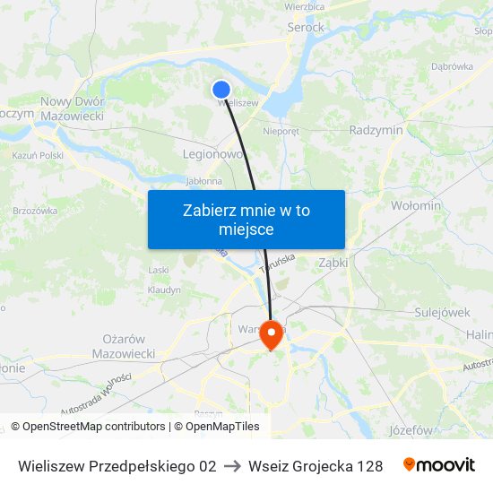 Wieliszew Przedpełskiego 02 to Wseiz Grojecka 128 map