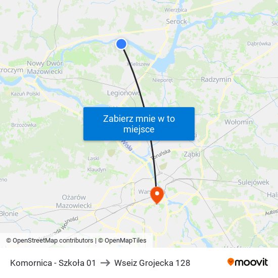 Komornica - Szkoła 01 to Wseiz Grojecka 128 map