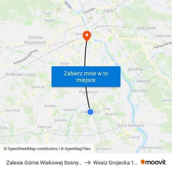 Zalesie Górne Wiekowej Sosny 01 to Wseiz Grojecka 128 map