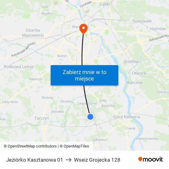 Jeziórko Kasztanowa 01 to Wseiz Grojecka 128 map