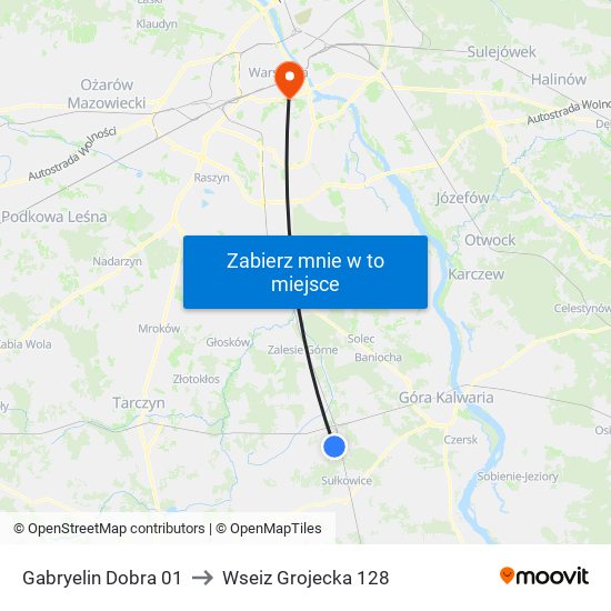 Gabryelin Dobra 01 to Wseiz Grojecka 128 map