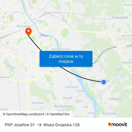 PKP Józefów 01 to Wseiz Grojecka 128 map