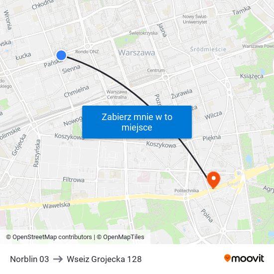 Norblin 03 to Wseiz Grojecka 128 map