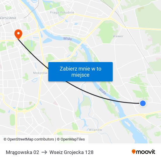 Mrągowska 02 to Wseiz Grojecka 128 map