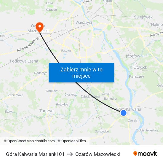 Góra Kalwaria Marianki 01 to Ożarów Mazowiecki map