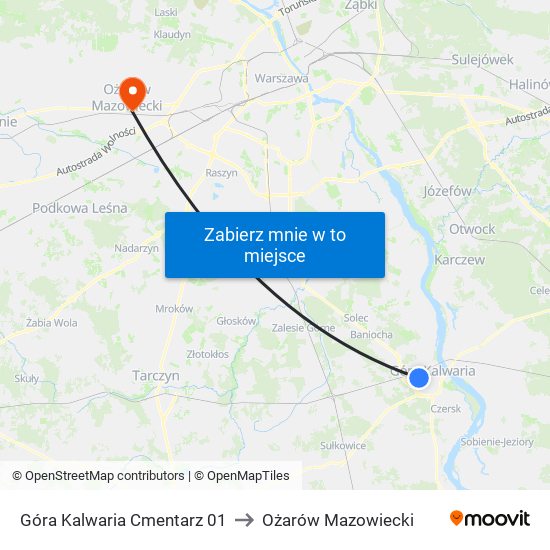 Góra Kalwaria Cmentarz 01 to Ożarów Mazowiecki map