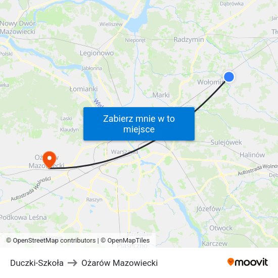 Duczki-Szkoła to Ożarów Mazowiecki map