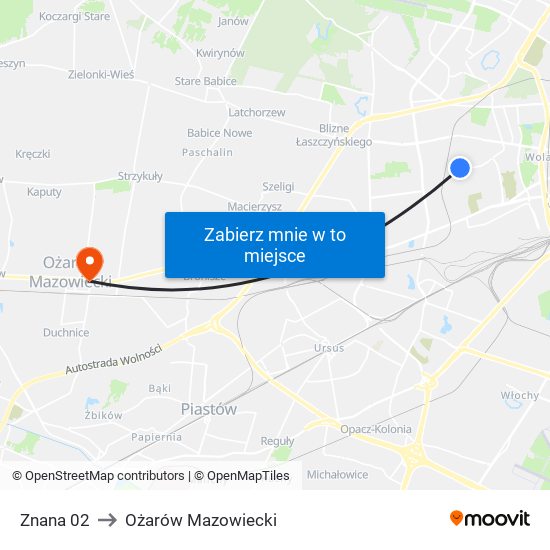 Znana to Ożarów Mazowiecki map