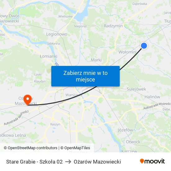 Stare Grabie-Szkoła to Ożarów Mazowiecki map