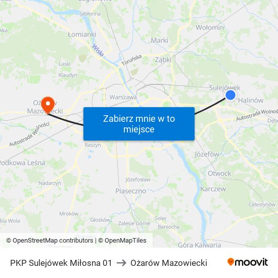 PKP Sulejówek Miłosna 01 to Ożarów Mazowiecki map