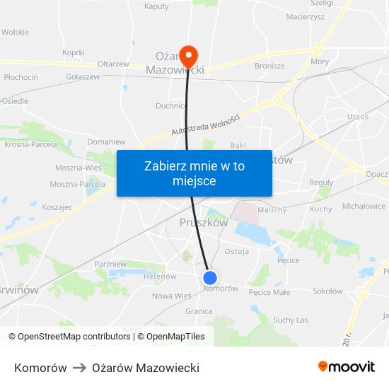 Komorów to Ożarów Mazowiecki map