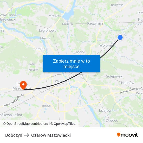 Dobczyn to Ożarów Mazowiecki map