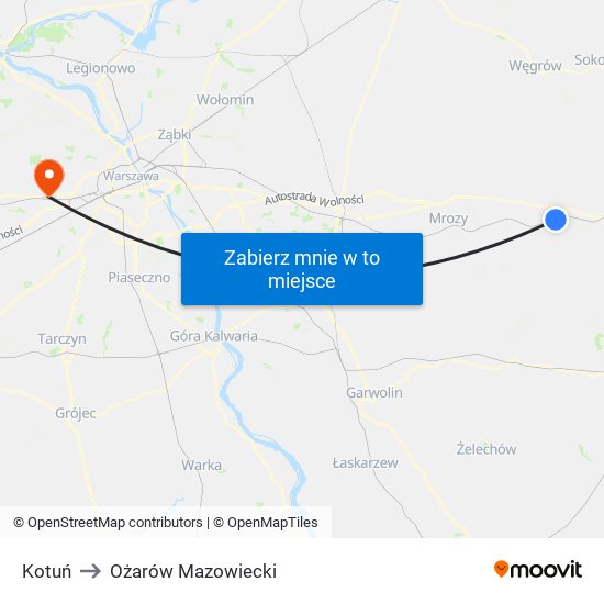 Kotuń to Ożarów Mazowiecki map