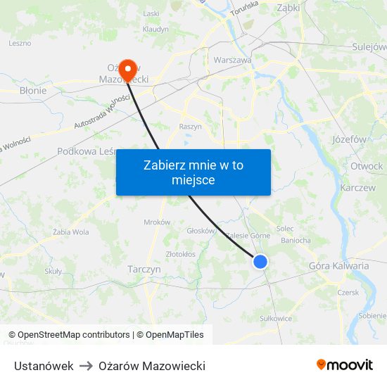 Ustanówek to Ożarów Mazowiecki map