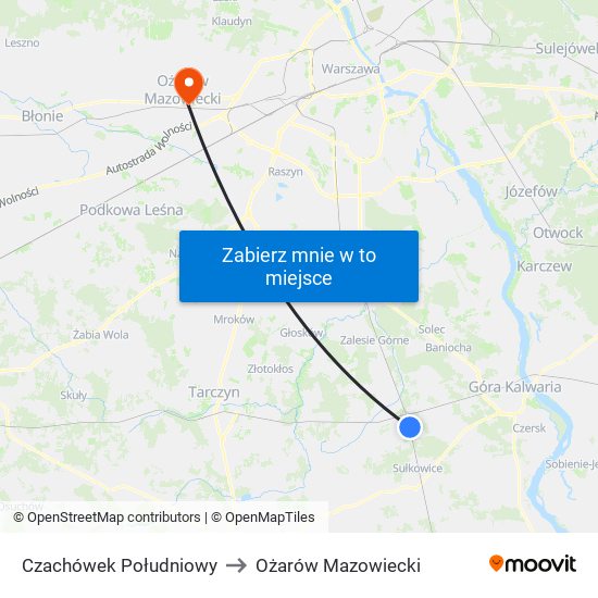 Czachówek Południowy to Ożarów Mazowiecki map