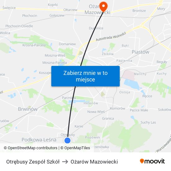 Otrębusy Zespół Szkół to Ożarów Mazowiecki map