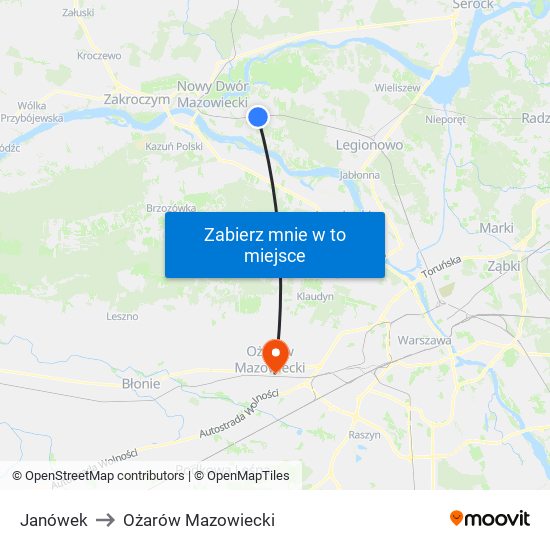 Janówek to Ożarów Mazowiecki map