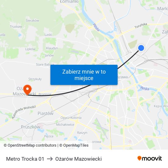 Metro Trocka 01 to Ożarów Mazowiecki map