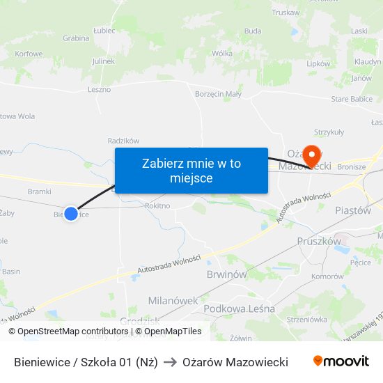 Bieniewice / Szkoła to Ożarów Mazowiecki map