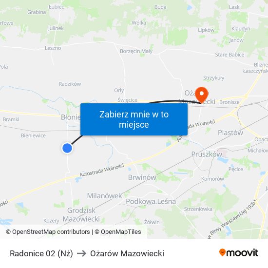 Radonice 02 (Nż) to Ożarów Mazowiecki map