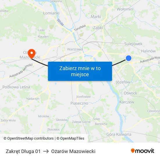 Zakręt Długa 01 to Ożarów Mazowiecki map