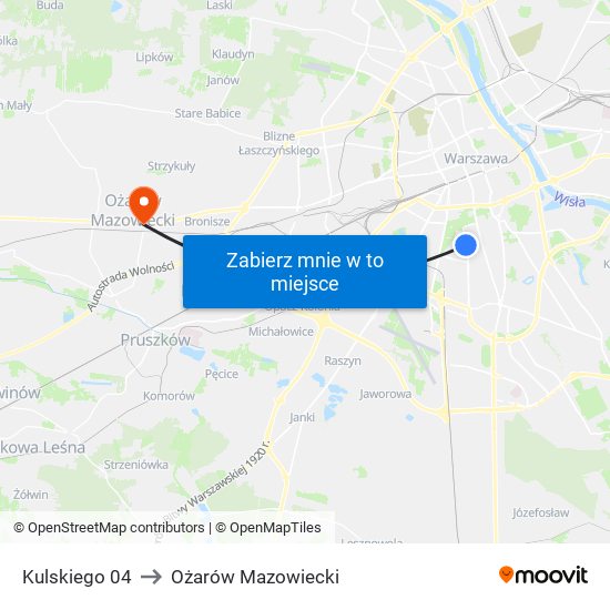 Kulskiego 04 to Ożarów Mazowiecki map