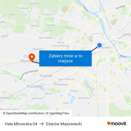 Hala Mirowska 04 to Ożarów Mazowiecki map