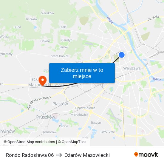 Rondo Radosława 06 to Ożarów Mazowiecki map