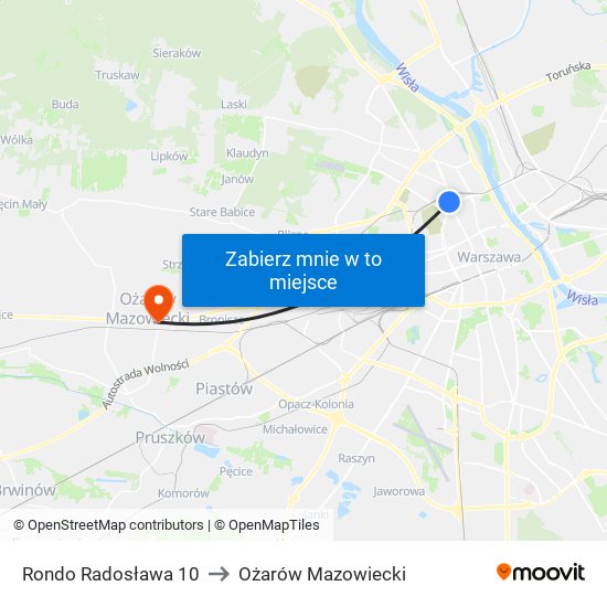 Rondo Radosława 10 to Ożarów Mazowiecki map