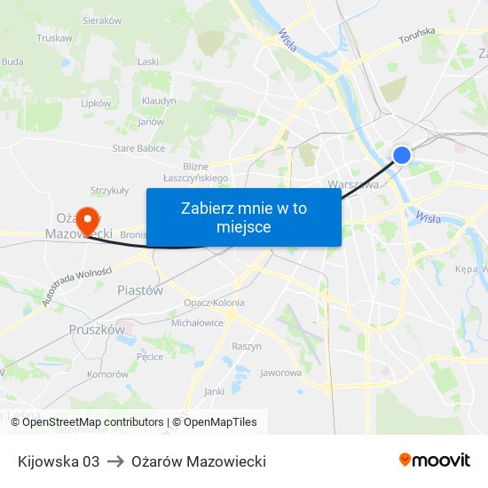 Kijowska 03 to Ożarów Mazowiecki map