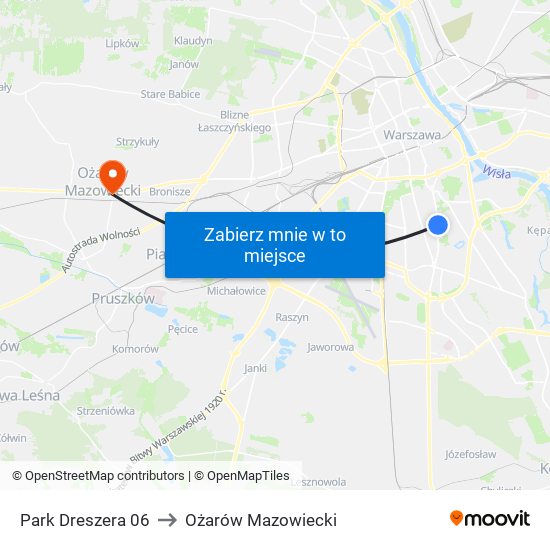 Park Dreszera to Ożarów Mazowiecki map