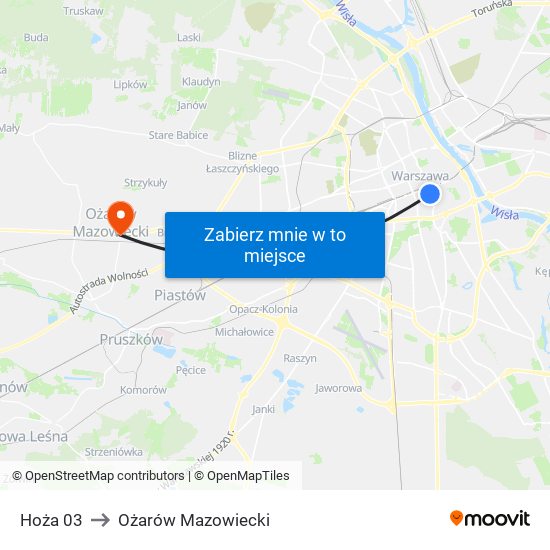 Hoża 03 to Ożarów Mazowiecki map