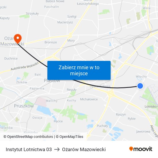 Instytut Lotnictwa 03 to Ożarów Mazowiecki map