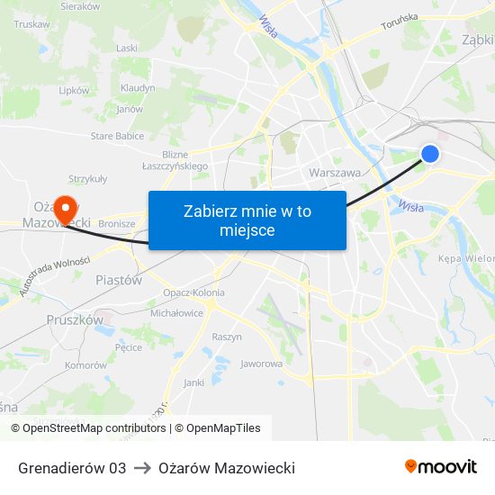 Grenadierów 03 to Ożarów Mazowiecki map