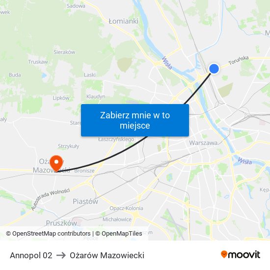 Annopol to Ożarów Mazowiecki map