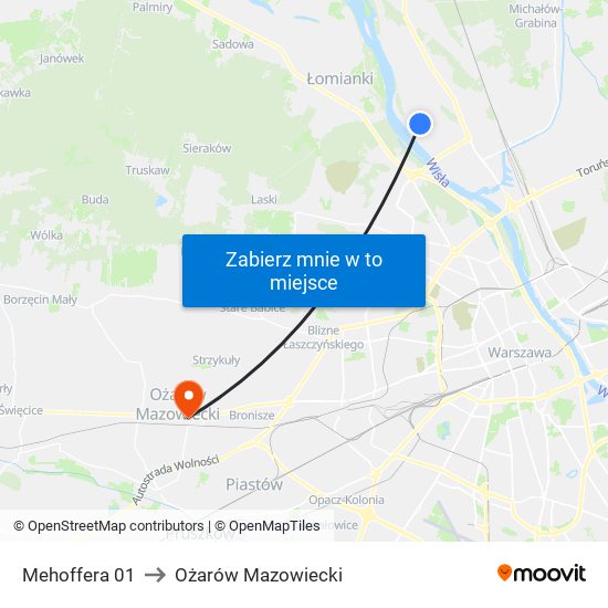 Mehoffera 01 to Ożarów Mazowiecki map