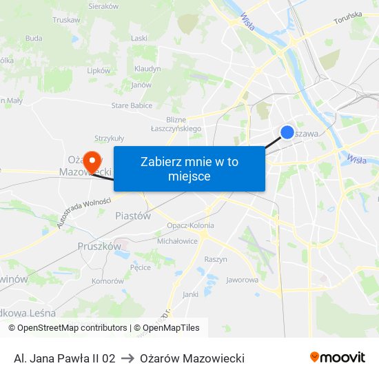 Al. Jana Pawła II 02 to Ożarów Mazowiecki map