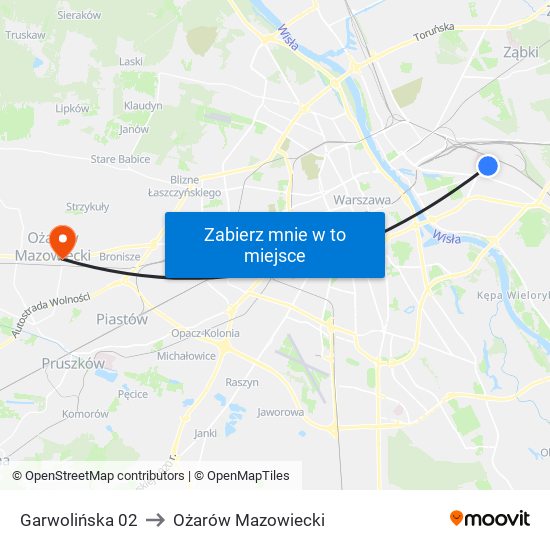 Garwolińska 02 to Ożarów Mazowiecki map